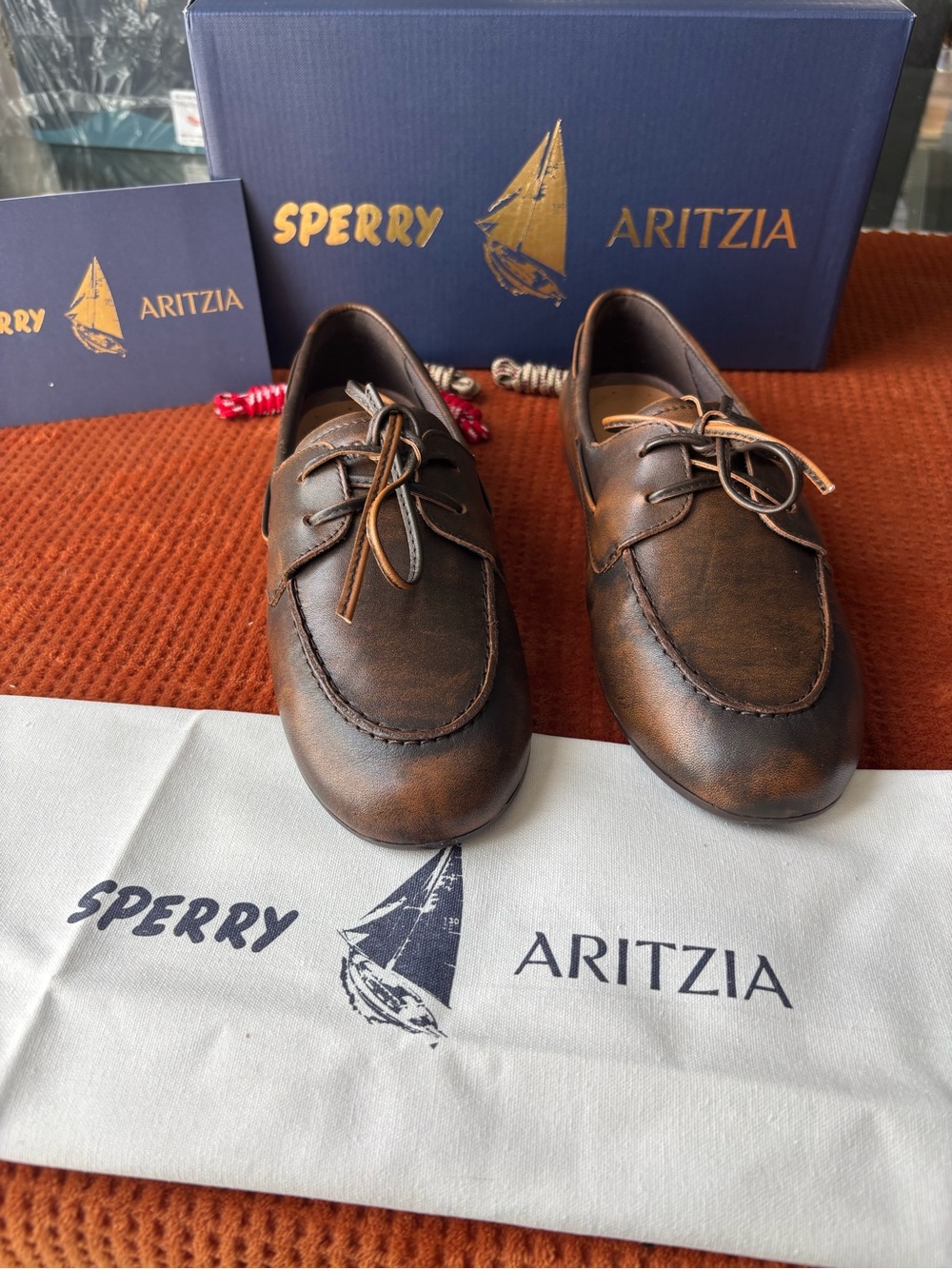 Sperry Women's Distressed Brown Leather Boat Shoes
